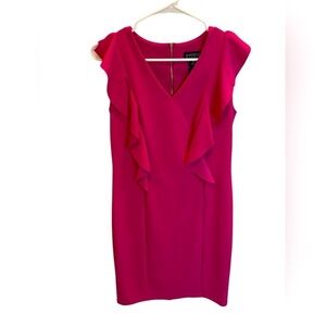 Enfocus Studio Women’s Pink Ruffled Dress Career Size 8 Zipper Back